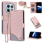 For Xiaomi Redmi Note 15 5G (Global)  /  Redmi Note 15 4G (Global)  /  Poco M8 5G Leather Case with Wrist Strap and Shoulder Strap Dual Color Multi Card Slots Phone Cover