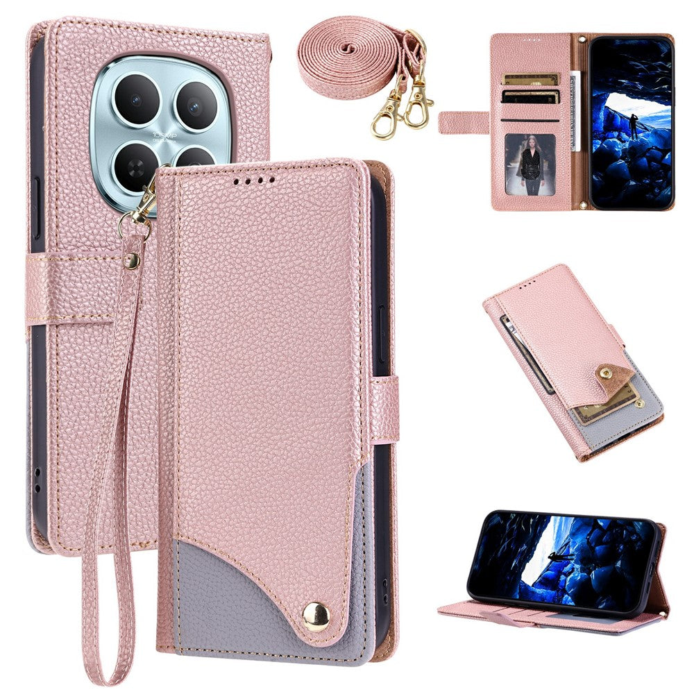 For Xiaomi Redmi Note 15 5G (Global)  /  Redmi Note 15 4G (Global)  /  Poco M8 5G Leather Case with Wrist Strap and Shoulder Strap Dual Color Multi Card Slots Phone Cover