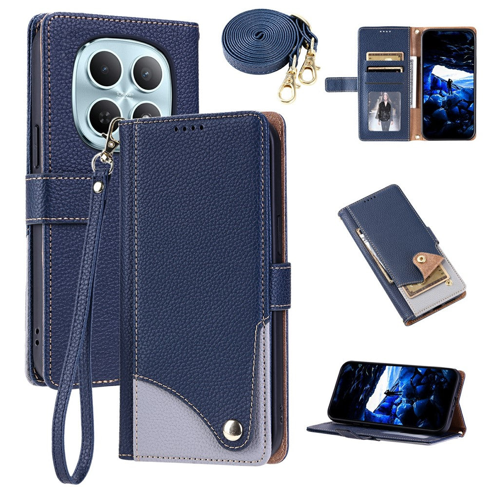 For Xiaomi Redmi Note 15 5G (Global)  /  Redmi Note 15 4G (Global)  /  Poco M8 5G Leather Case with Wrist Strap and Shoulder Strap Dual Color Multi Card Slots Phone Cover