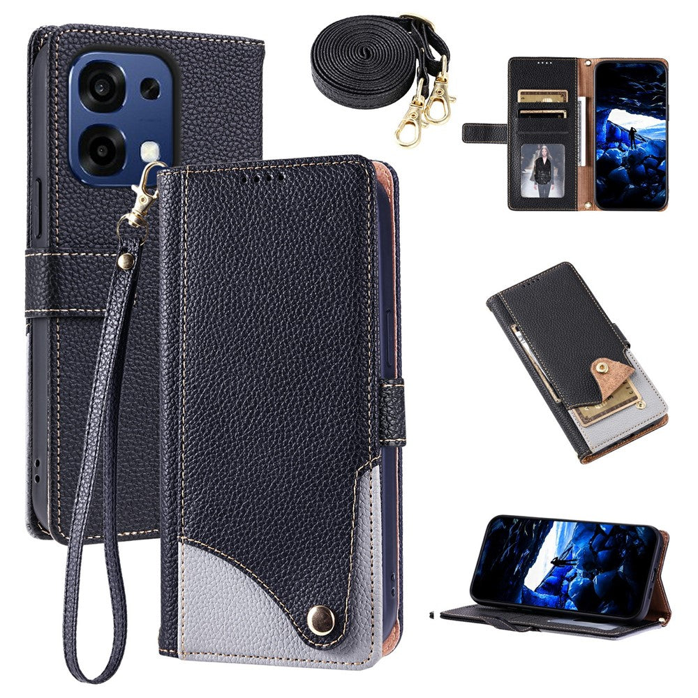 For Oppo A6 Pro 5G / F31 5G / A6 Pro 4G Leather Case with Wrist Strap and Shoulder Strap Dual Color Multi Card Slots Phone Cover