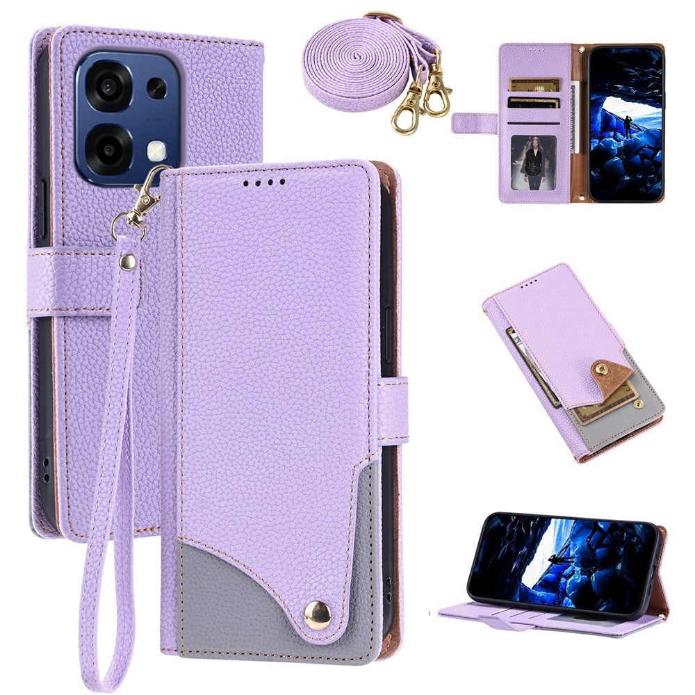For Oppo A6 Pro 5G / F31 5G / A6 Pro 4G Leather Case with Wrist Strap and Shoulder Strap Dual Color Multi Card Slots Phone Cover