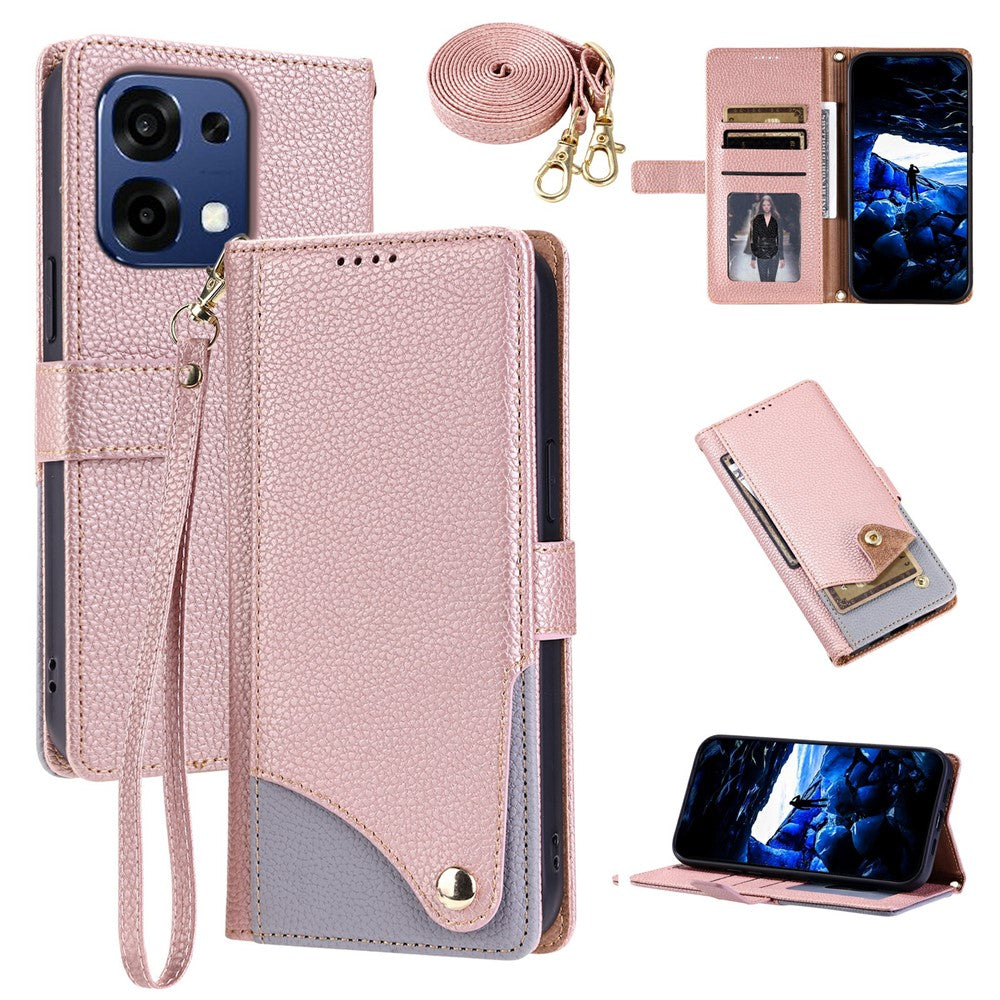 For Oppo A6 Pro 5G / F31 5G / A6 Pro 4G Leather Case with Wrist Strap and Shoulder Strap Dual Color Multi Card Slots Phone Cover