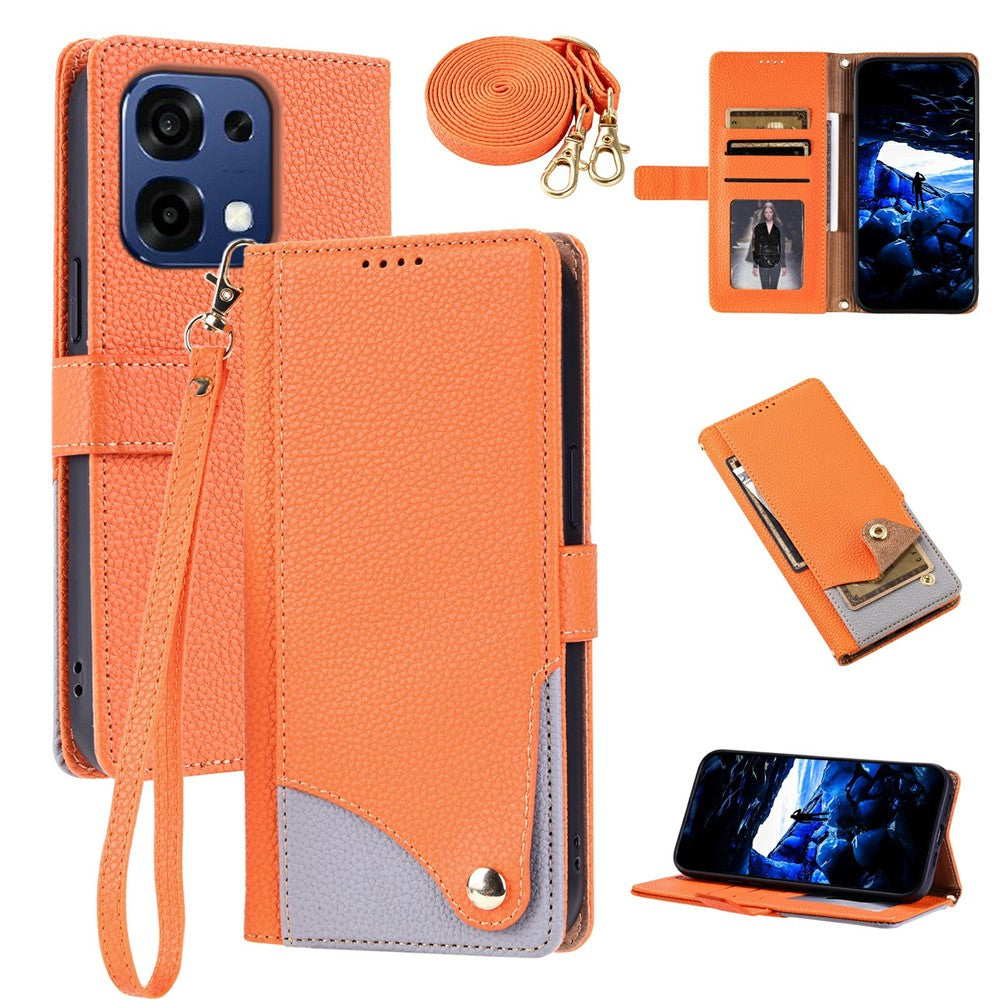 For Oppo A6 Pro 5G / F31 5G / A6 Pro 4G Leather Case with Wrist Strap and Shoulder Strap Dual Color Multi Card Slots Phone Cover