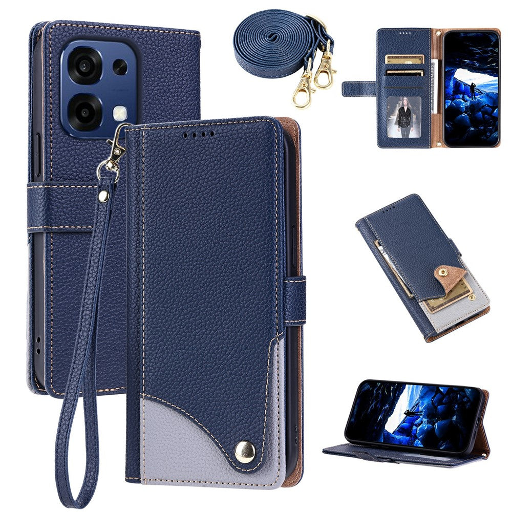 For Oppo A6 Pro 5G / F31 5G / A6 Pro 4G Leather Case with Wrist Strap and Shoulder Strap Dual Color Multi Card Slots Phone Cover
