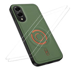 WANLONFENG for Samsung Galaxy S25 Edge KJB1 Series Magnetic Case with 2Pcs Tempered Glass Screen Protector Tech Fabric Texture PC+TPU Phone Cover