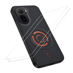 WANLONFENG for Xiaomi Redmi A7 Pro 4G (171.56mm) / Xiaomi Poco C85x 5G KJB1 Series Magnetic Case with 2Pcs Tempered Glass Screen Protector Tech Fabric Texture PC+TPU Phone Cover