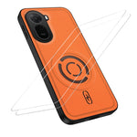 WANLONFENG for Xiaomi Redmi A7 Pro 4G (171.56mm) / Xiaomi Poco C85x 5G KJB1 Series Magnetic Case with 2Pcs Tempered Glass Screen Protector Tech Fabric Texture PC+TPU Phone Cover