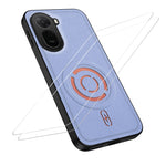 WANLONFENG for Xiaomi Redmi A7 Pro 4G (171.56mm) / Xiaomi Poco C85x 5G KJB1 Series Magnetic Case with 2Pcs Tempered Glass Screen Protector Tech Fabric Texture PC+TPU Phone Cover
