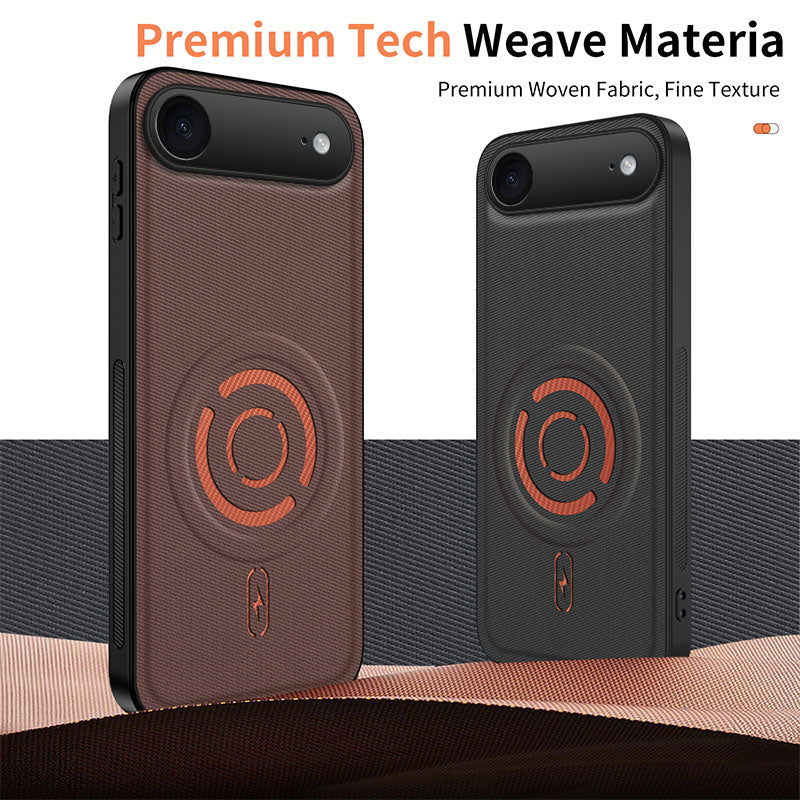 WANLONFENG for iPhone Air KJB1 Series Magnetic Case with 2Pcs Tempered Glass Screen Protector Tech Fabric Texture PC+TPU Phone Cover