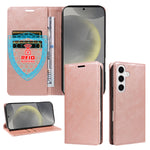 For Samsung Galaxy S25 Wallet Case RFID Blocking Card Slots Stand Magnetic Closure Leather Phone Cover