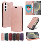 For Samsung Galaxy S25 Wallet Case RFID Blocking Card Slots Stand Magnetic Closure Leather Phone Cover