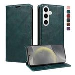 For Samsung Galaxy S25 Wallet Case RFID Blocking Card Slots Stand Magnetic Closure Leather Phone Cover