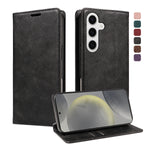 For Samsung Galaxy S25 Wallet Case RFID Blocking Card Slots Stand Magnetic Closure Leather Phone Cover