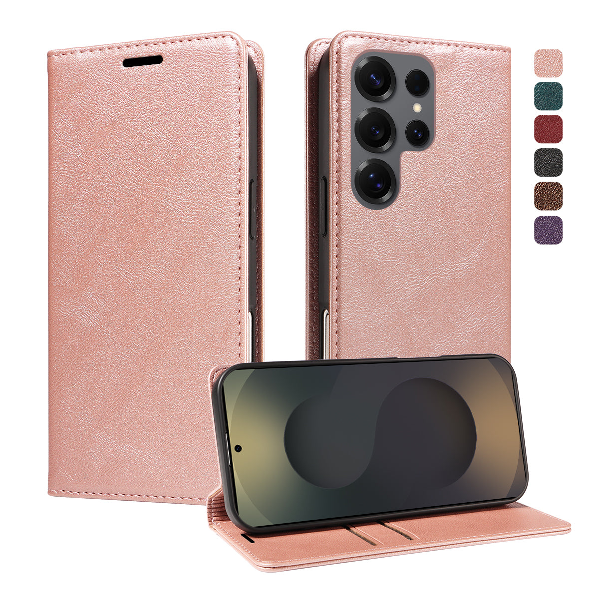 For Samsung Galaxy S25 Ultra Wallet Case RFID Blocking Card Slots Stand Magnetic Closure Leather Phone Cover