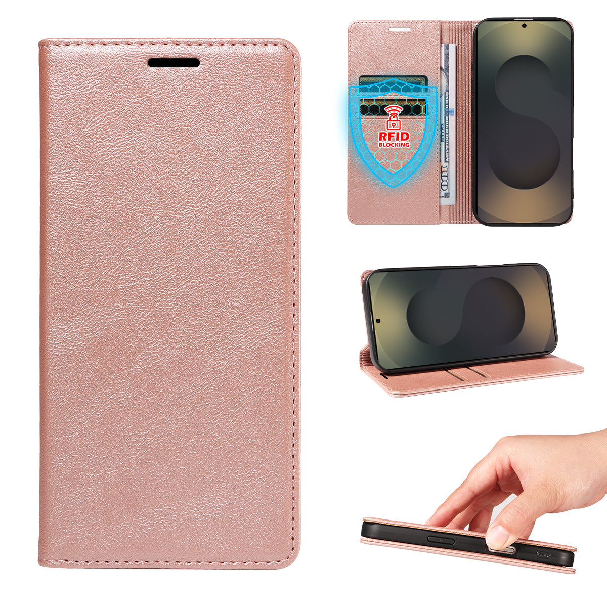 For Samsung Galaxy S25 Ultra Wallet Case RFID Blocking Card Slots Stand Magnetic Closure Leather Phone Cover