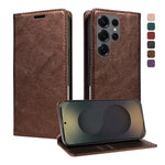 For Samsung Galaxy S25 Ultra Wallet Case RFID Blocking Card Slots Stand Magnetic Closure Leather Phone Cover