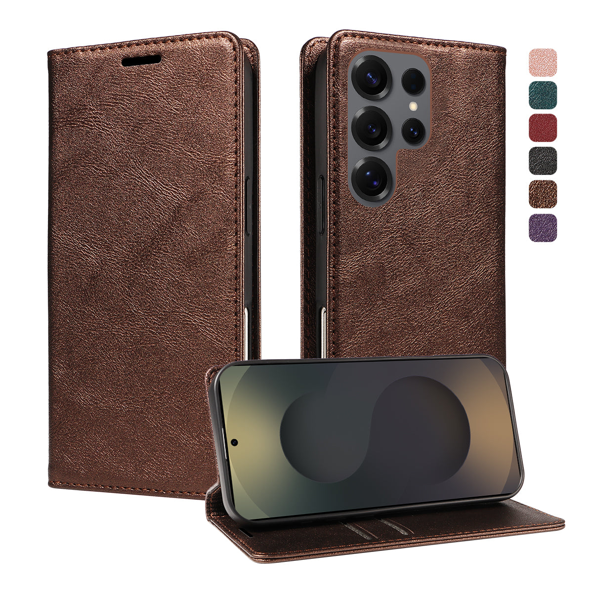 For Samsung Galaxy S25 Ultra Wallet Case RFID Blocking Card Slots Stand Magnetic Closure Leather Phone Cover