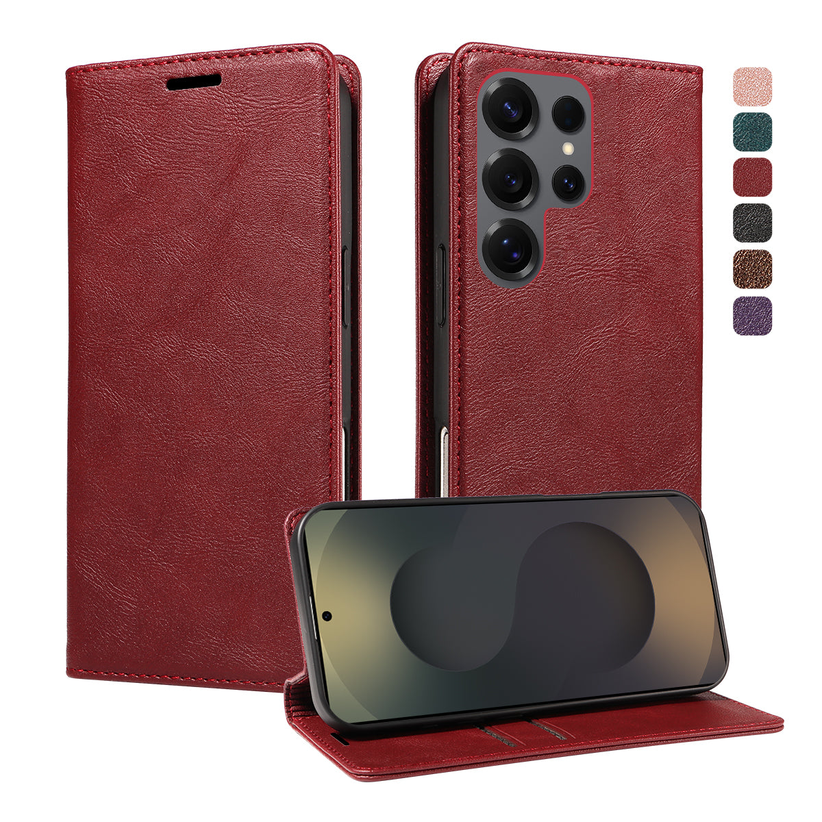 For Samsung Galaxy S25 Ultra Wallet Case RFID Blocking Card Slots Stand Magnetic Closure Leather Phone Cover