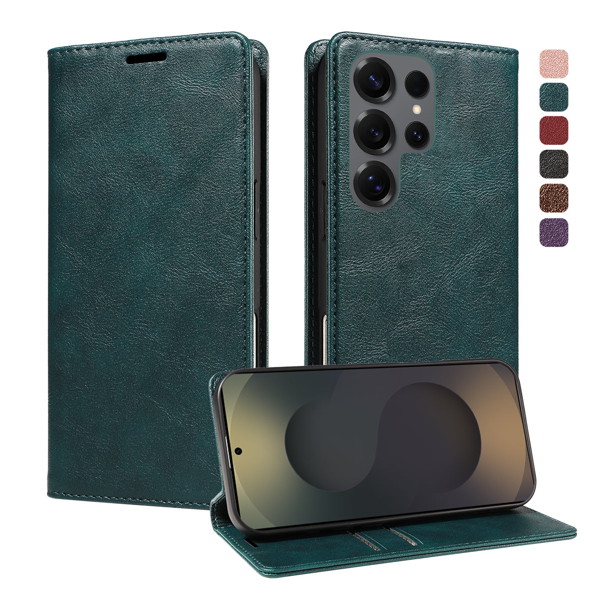 For Samsung Galaxy S25 Ultra Wallet Case RFID Blocking Card Slots Stand Magnetic Closure Leather Phone Cover