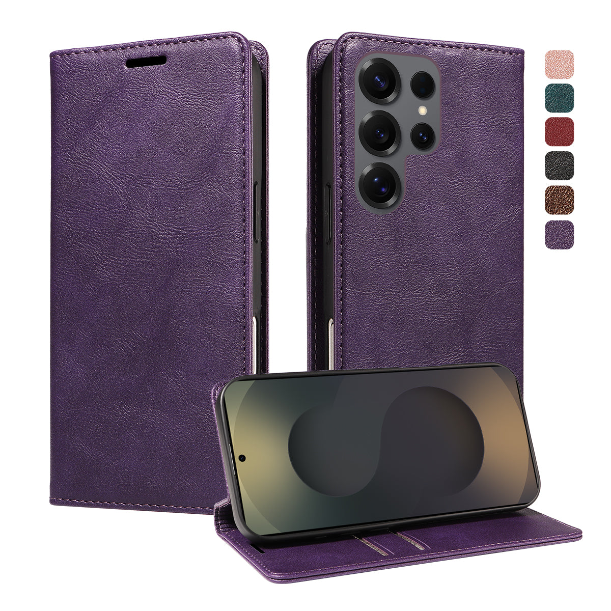 For Samsung Galaxy S25 Ultra Wallet Case RFID Blocking Card Slots Stand Magnetic Closure Leather Phone Cover