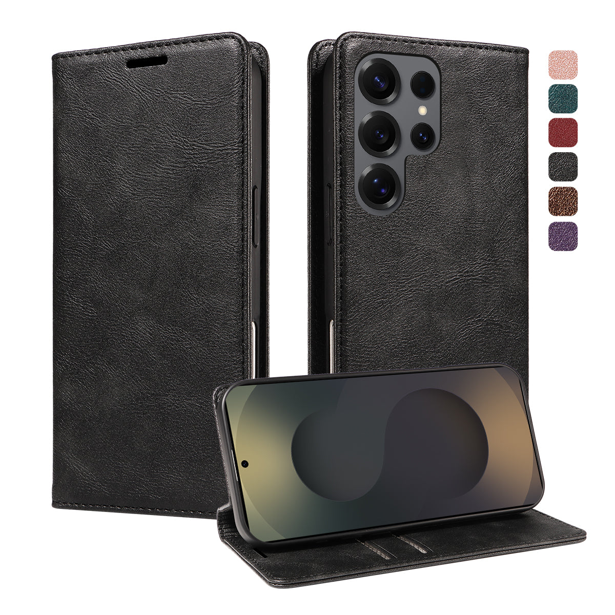 For Samsung Galaxy S25 Ultra Wallet Case RFID Blocking Card Slots Stand Magnetic Closure Leather Phone Cover