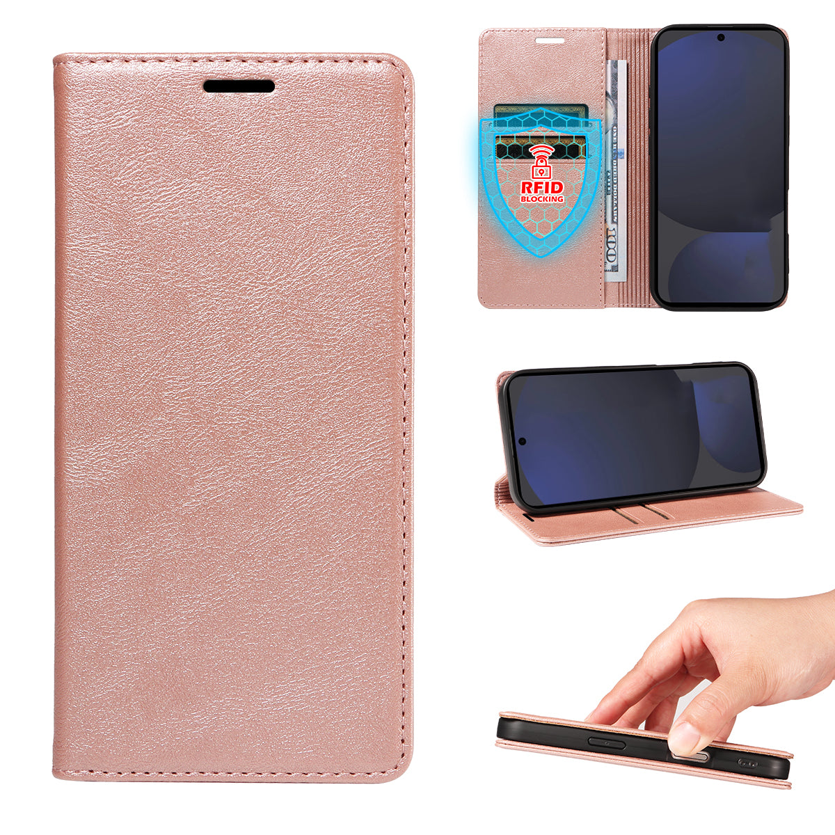 Til Samsung Galaxy S25+ Pung Etui RFID Blokerende Kortpladser Stativ Magnetisk Lukning Læder Telefoncover