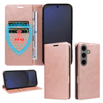 For Samsung Galaxy S25+ Wallet Case RFID Blocking Card Slots Stand Magnetic Closure Leather Phone Cover