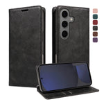 Til Samsung Galaxy S25+ Pung Etui RFID Blokerende Kortpladser Stativ Magnetisk Lukning Læder Telefoncover