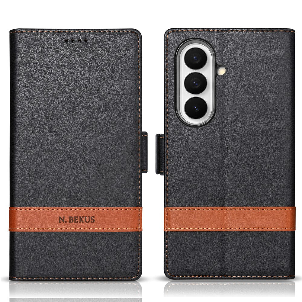 N.BEKUS P5-serien för Samsung Galaxy Z Fold7 5G plånboksfodral med tvåfärgade sömmar i PU-läder, stativ, mobilfodral
