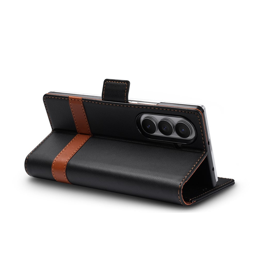 N.BEKUS P5-serien för Samsung Galaxy Z Fold7 5G plånboksfodral med tvåfärgade sömmar i PU-läder, stativ, mobilfodral