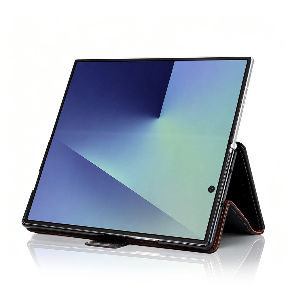 N.BEKUS P5-serien för Samsung Galaxy Z Fold7 5G plånboksfodral med tvåfärgade sömmar i PU-läder, stativ, mobilfodral