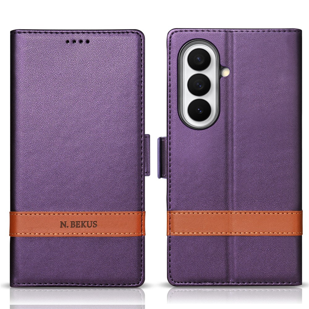 N.BEKUS P5-serien för Samsung Galaxy Z Fold7 5G plånboksfodral med tvåfärgade sömmar i PU-läder, stativ, mobilfodral