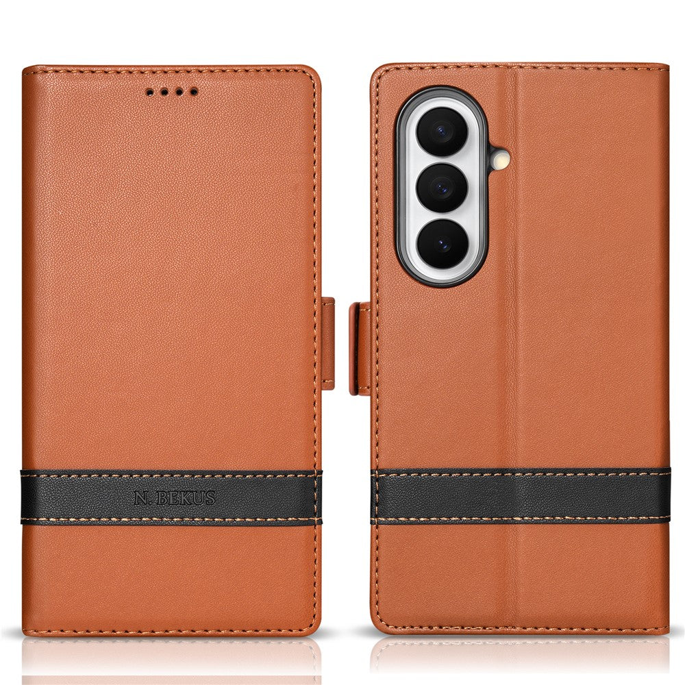 N.BEKUS P5-serien för Samsung Galaxy Z Fold7 5G plånboksfodral med tvåfärgade sömmar i PU-läder, stativ, mobilfodral