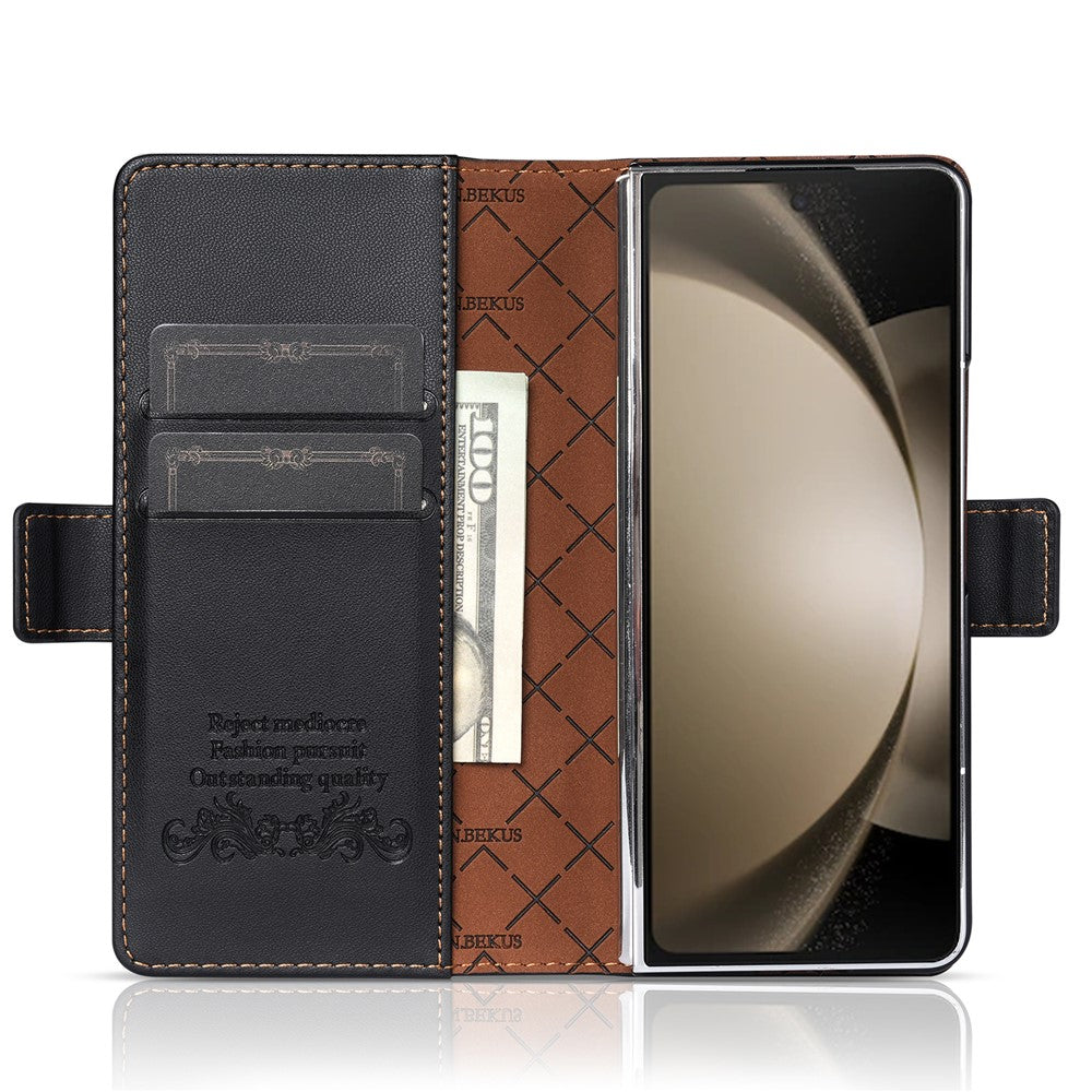 N.BEKUS P5 Series for Samsung Galaxy Z Fold6 5G Wallet Case Dual Color Stitching PU Leather Stand Phone Cover