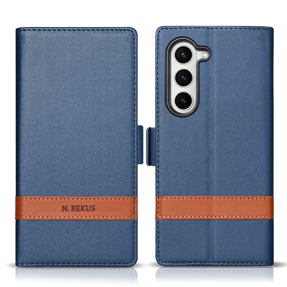 N.BEKUS P5 Series for Samsung Galaxy Z Fold6 5G Wallet Case Dual Color Stitching PU Leather Stand Phone Cover