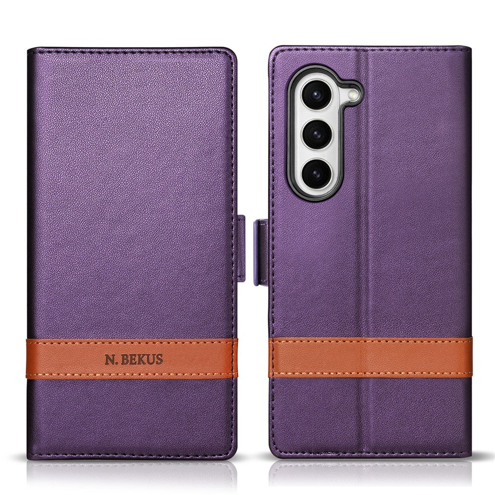 N.BEKUS P5-serien för Samsung Galaxy Z Fold5 5G plånboksfodral med tvåfärgade sömmar i PU-läder, stativ, mobilfodral
