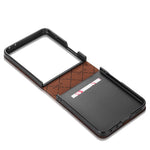 N.BEKUS P5-serien för Samsung Galaxy Z Flip8-skal i läder med tvåfärgade sömmar och RFID-blockerande kortplats