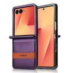 N.BEKUS P5-serien för Samsung Galaxy Z Flip8-skal i läder med tvåfärgade sömmar och RFID-blockerande kortplats