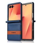 N.BEKUS P5-serien för Samsung Galaxy Z Flip8-skal i läder med tvåfärgade sömmar och RFID-blockerande kortplats