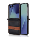 N.BEKUS P5-serien för Samsung Galaxy Z Flip7 5G-skal i läder med tvåfärgade sömmar och RFID-blockerande kortplats