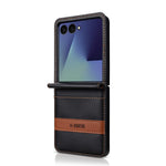 N.BEKUS P5-serien för Samsung Galaxy Z Flip7 5G-skal i läder med tvåfärgade sömmar och RFID-blockerande kortplats