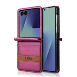 N.BEKUS P5-serien för Samsung Galaxy Z Flip7 5G-skal i läder med tvåfärgade sömmar och RFID-blockerande kortplats