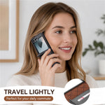 N.BEKUS P5-serien för Samsung Galaxy Z Flip7 FE 5G / Galaxy Z Flip6 5G-skal i läder med tvåfärgade sömmar och RFID-blockerande kortplats
