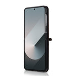 N.BEKUS P5-serien för Samsung Galaxy Z Flip7 FE 5G / Galaxy Z Flip6 5G-skal i läder med tvåfärgade sömmar och RFID-blockerande kortplats