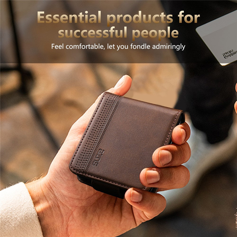 AZNS for Samsung Galaxy Z Flip8 Case Card Slots Cowhide Texture PU Leather Phone Cover
