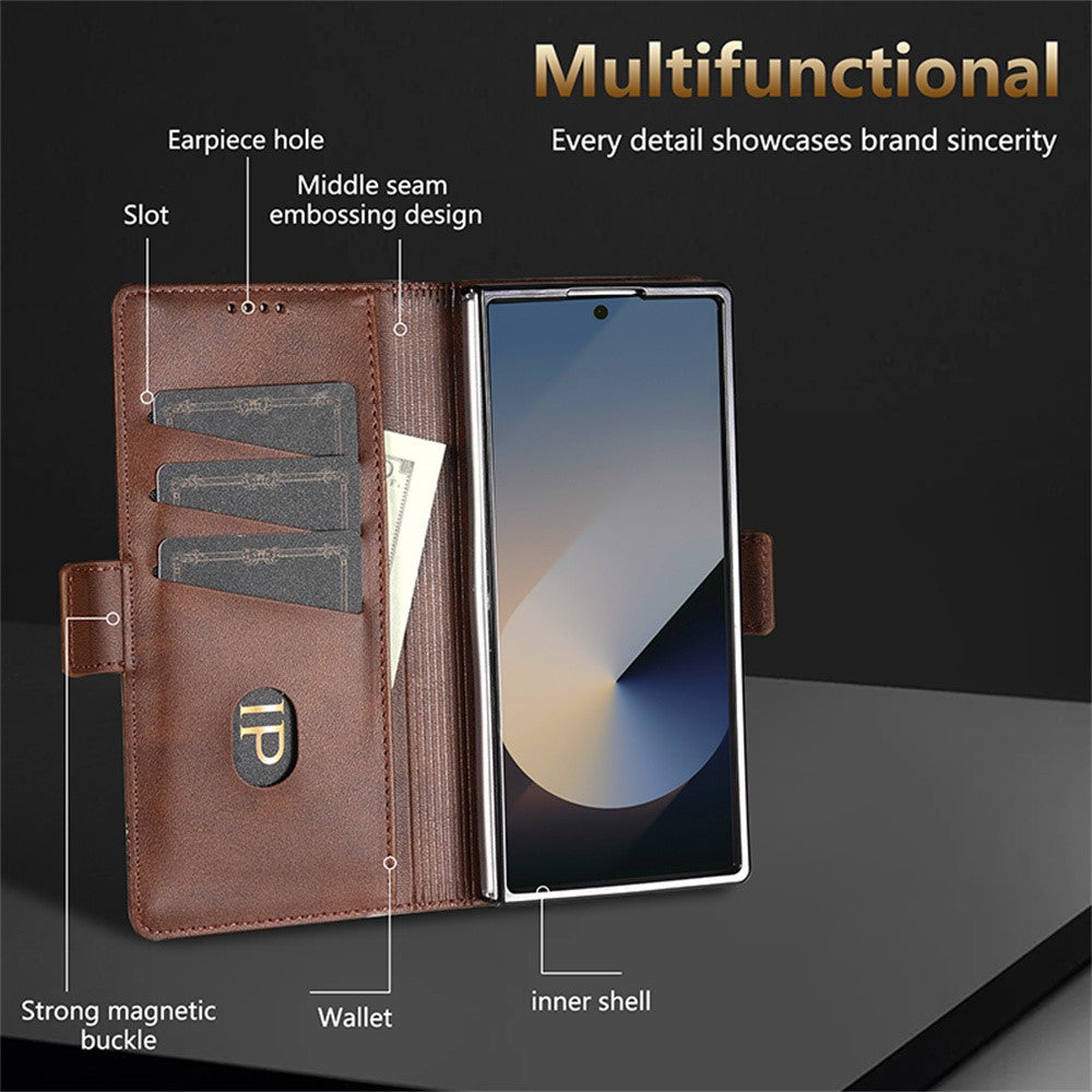 AZNS til Samsung Galaxy Z Fold8 Ultra Etui Kohud tekstur PU Læder Pung Telefoncover