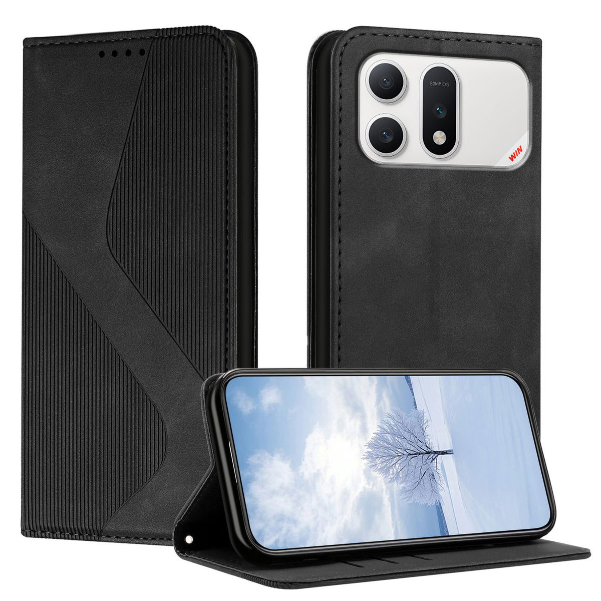 For Honor Win Turbo 5G Phone Cover Skin-touch Feel Leather Wallet Case with Stand