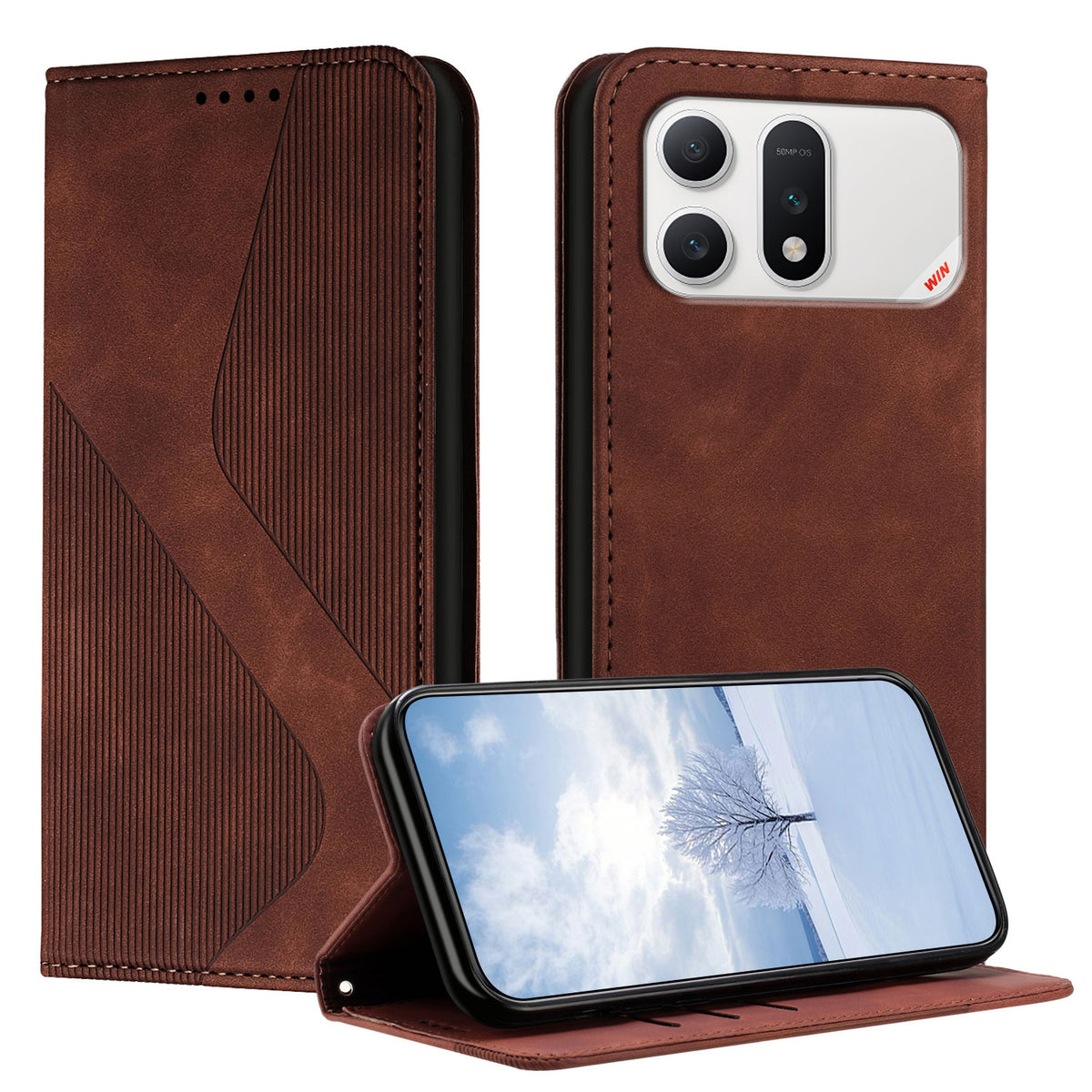 For Honor Win Turbo 5G Phone Cover Skin-touch Feel Leather Wallet Case with Stand