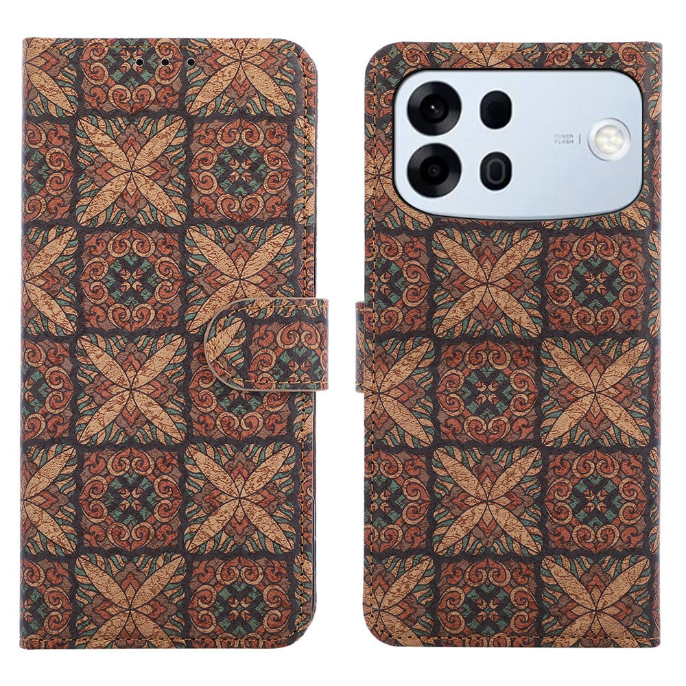 Til Oppo A7 Pro Max 5G Læderpung Etui Bohemian-stil TPU PU Telefoncover med Stand