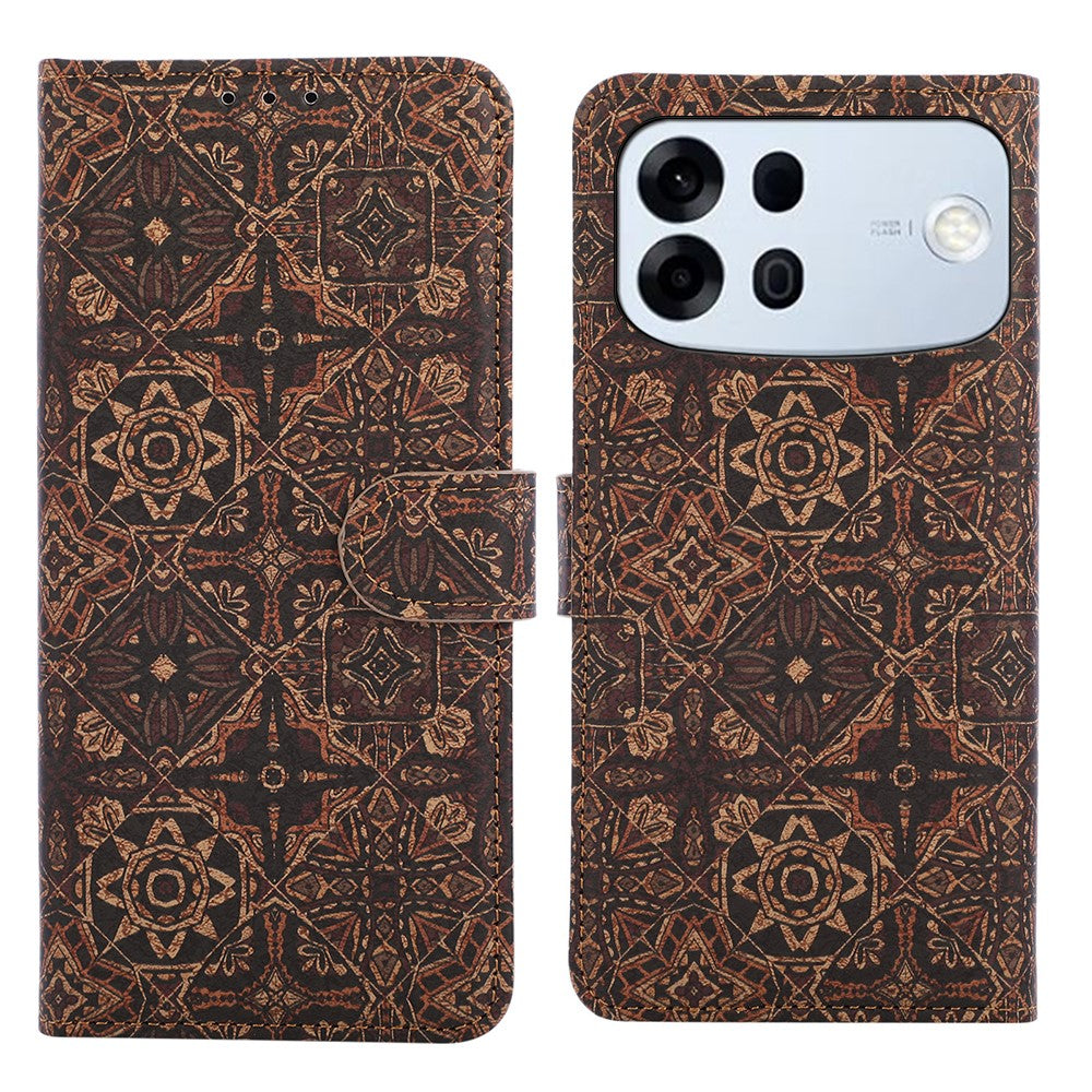Til Oppo A7 Pro Max 5G Læderpung Etui Bohemian-stil TPU PU Telefoncover med Stand